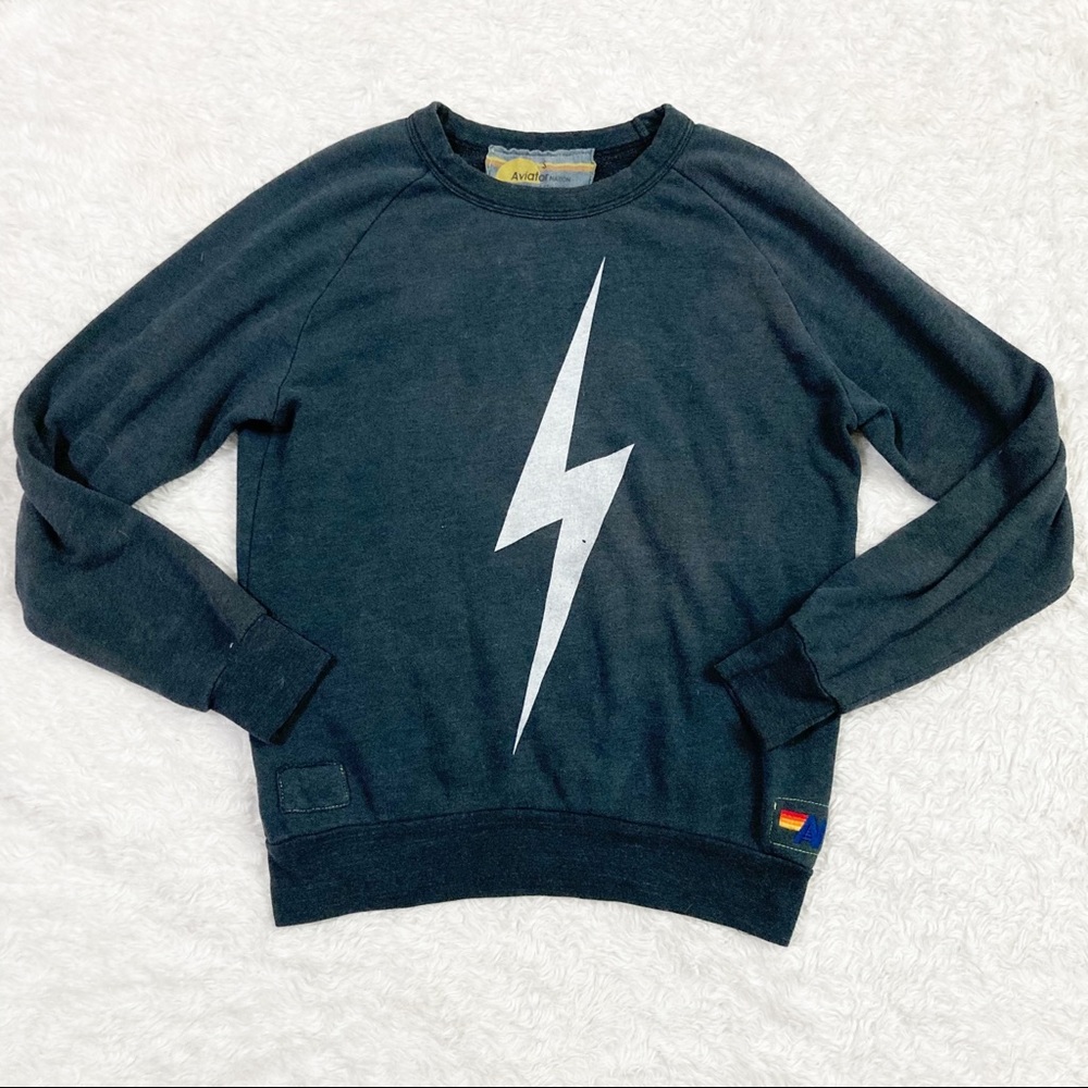 Aviator Nation Bolt Crew Sweatshirt Lightning Smal
